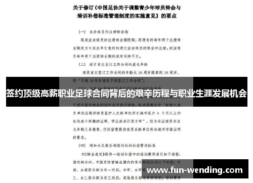 签约顶级高薪职业足球合同背后的艰辛历程与职业生涯发展机会