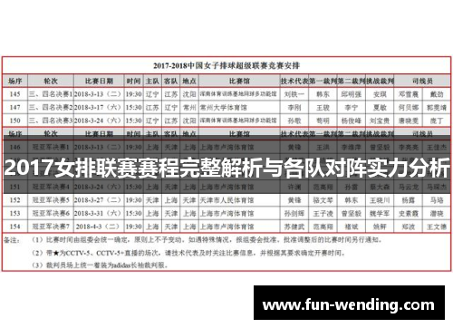 2017女排联赛赛程完整解析与各队对阵实力分析